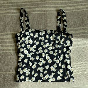 Reformation daisy print top w convertible straps